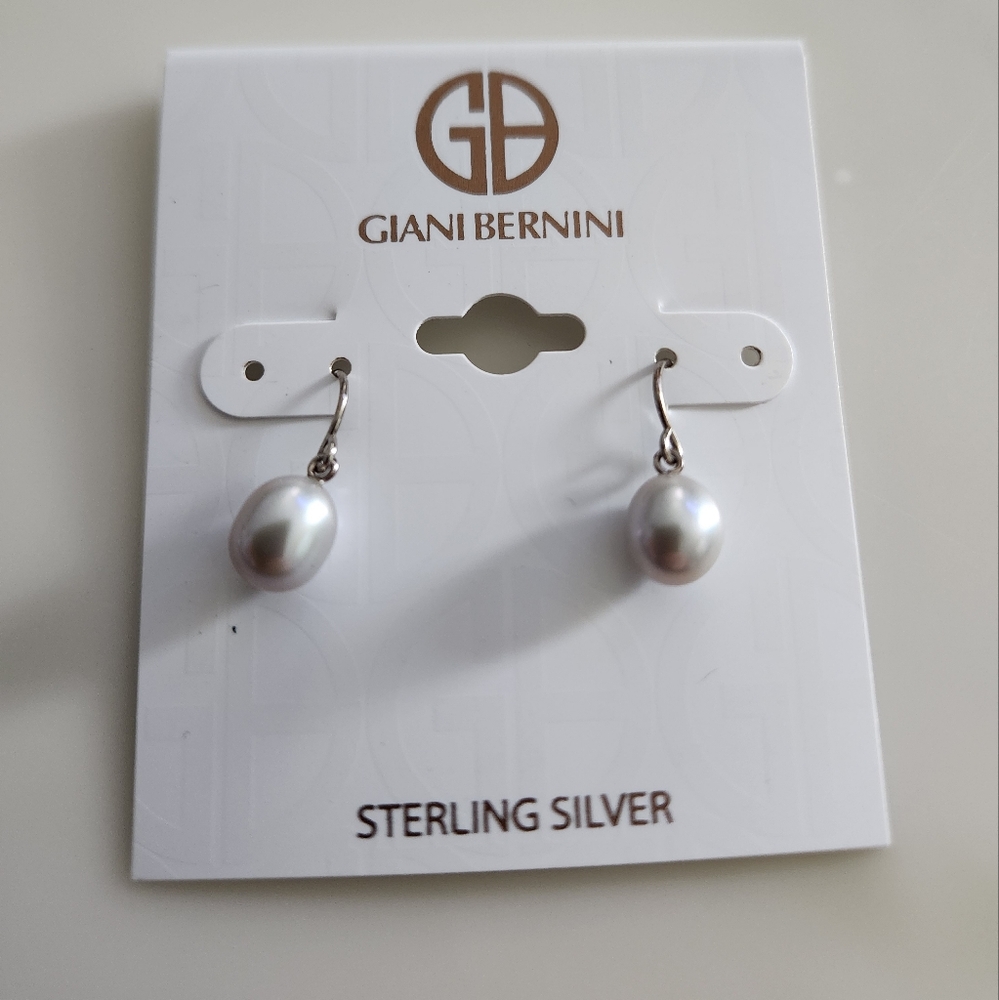 Giani Bernini Sterling Silver Freshwater Grey Pearl Drop Earrings